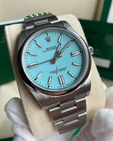 rolex oyster perpetual tiffany blue price